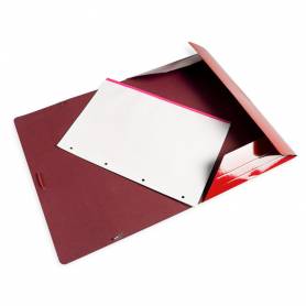 Carpeta liderpapel gomas folio 3 solapas carton plastificado color rojo