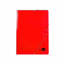 Carpeta liderpapel gomas folio 3 solapas carton plastificado color rojo