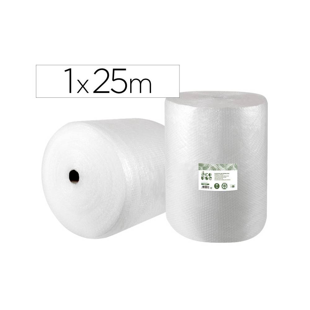 Plastico burbuja liderpapel ecouse 1x25m 30% de plastico reciclado