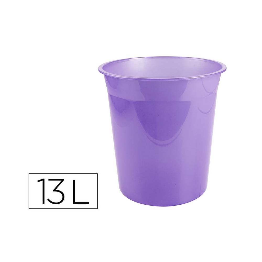 Papelera plastico liderpapel lavanda translucido 13 litros 275x285 mm