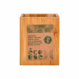 Cubilete portalapices liderpapel bambu 100% natural ecouse cuadrado 80x80x100 mm