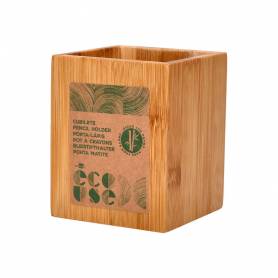 Cubilete portalapices liderpapel bambu 100% natural ecouse cuadrado 80x80x100 mm