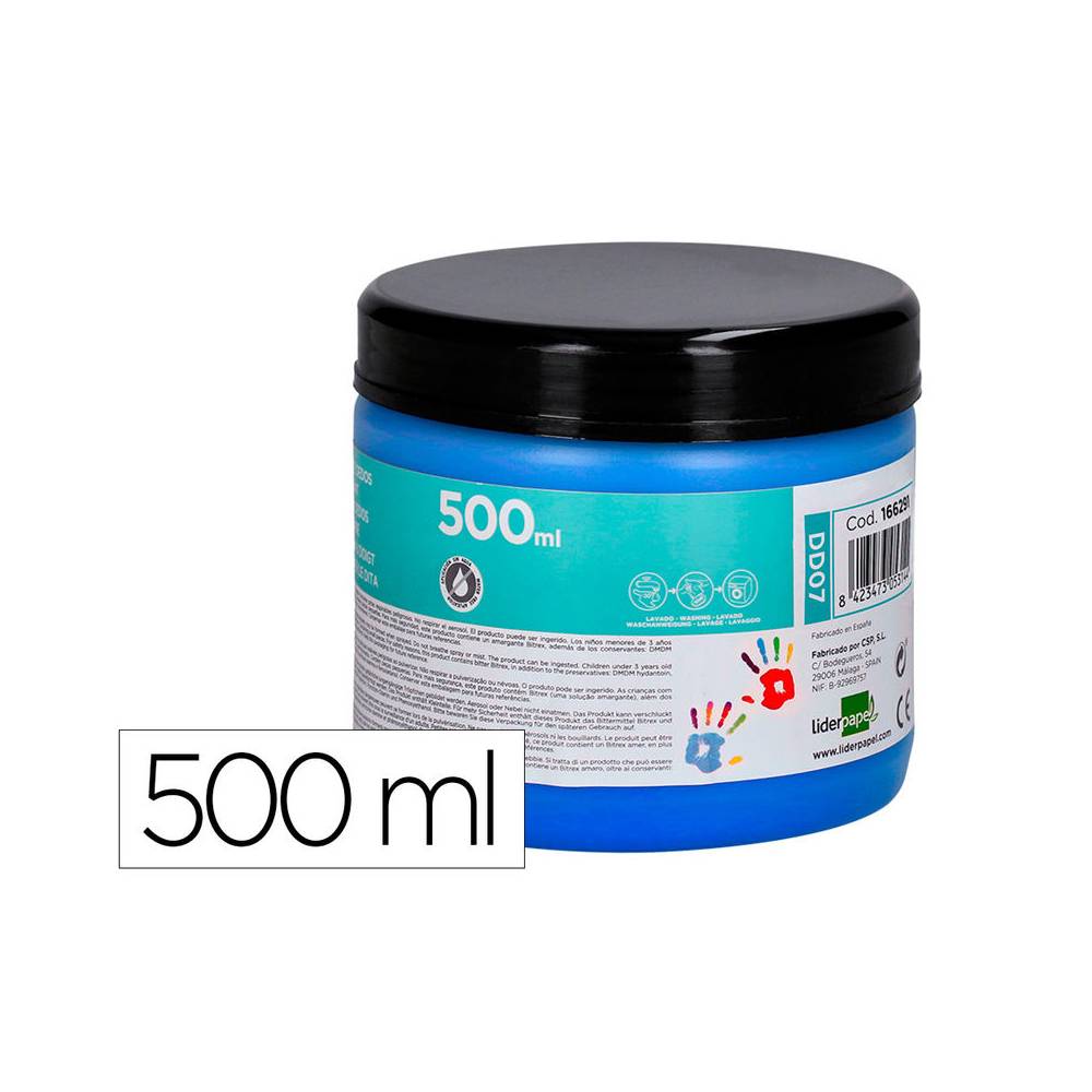 Pintura dedos liderpapel tarrina de 500 ml azul