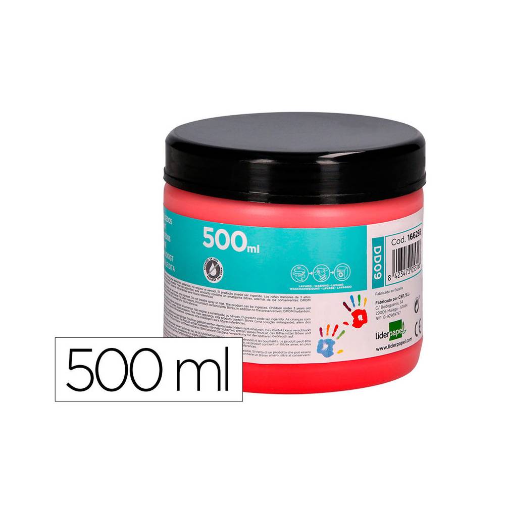 Pintura dedos liderpapel tarrina de 500 ml rojo