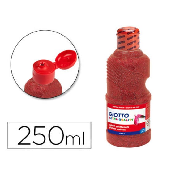 Tempera escolar giotto purpurina glitter 250 ml rojo