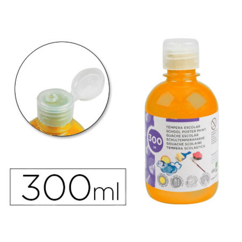 Tempera liquida liderpapel escolar 300 ml naranja fluorescente