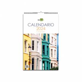 Calendario espiral pared liderpapel imagenes ciudades 2024 para escribir 25x40 cm papel 150 gr