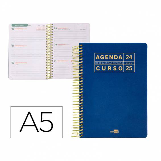 Agenda escolar liderpapel año 24 - 25 curso basic azul semana vista a5