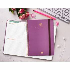 Agenda escolar liderpapel año 24 - 25 curso classic lines morado 2 días página a5