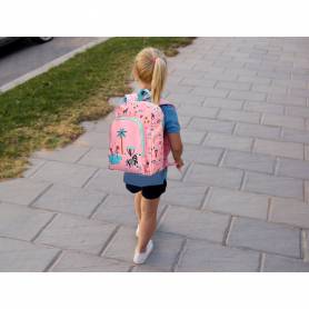 Cartera escolar liderpapel moc hila infantil safari diseño cebra rosa 330x100x250 mm