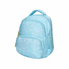 Cartera escolar liderpapel moc hila multibolsillo infantil flowers azul 350x110x270 mm