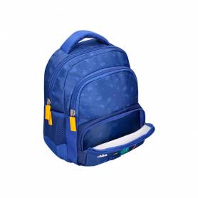 Cartera escolar liderpapel moc hila multibolsillo infantil dino azul 350x110x270 mm