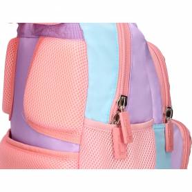 Cartera escolar liderpapel moc hila multibolsillo infantil azul rosa morado 350x110x270 mm