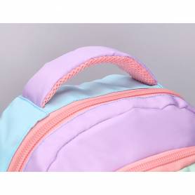 Cartera escolar liderpapel moc hila multibolsillo infantil azul rosa morado 350x110x270 mm