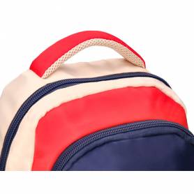 Cartera escolar liderpapel moc hila multibolsillo infantil azul marino rojo beige 350x110x270 mm