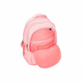 Cartera escolar liderpapel moc hila multibolsillo diseño rosa 450x145x300 mm