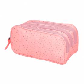 Bolso escolar portatodo liderpapel escolar 2 compartimentos diseño estrellas rosa