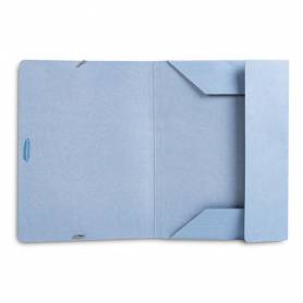 Carpeta liderpapel gomas folio 3 solapas carton pintado azul