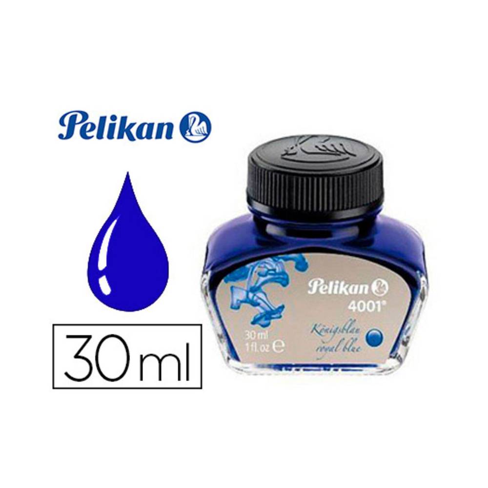 Tinta estilografica pelikan 4001 azul real bote 30 ml