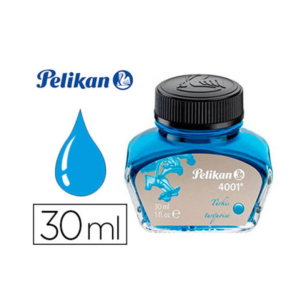 Tinta estilografica pelikan 4001 turquesa bote 30 ml