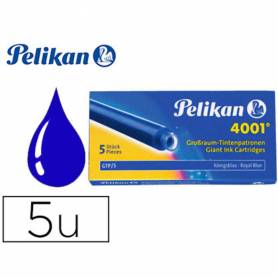 Tinta estilografica pelikan gtp/5 azul real caja de 5 cartuchos