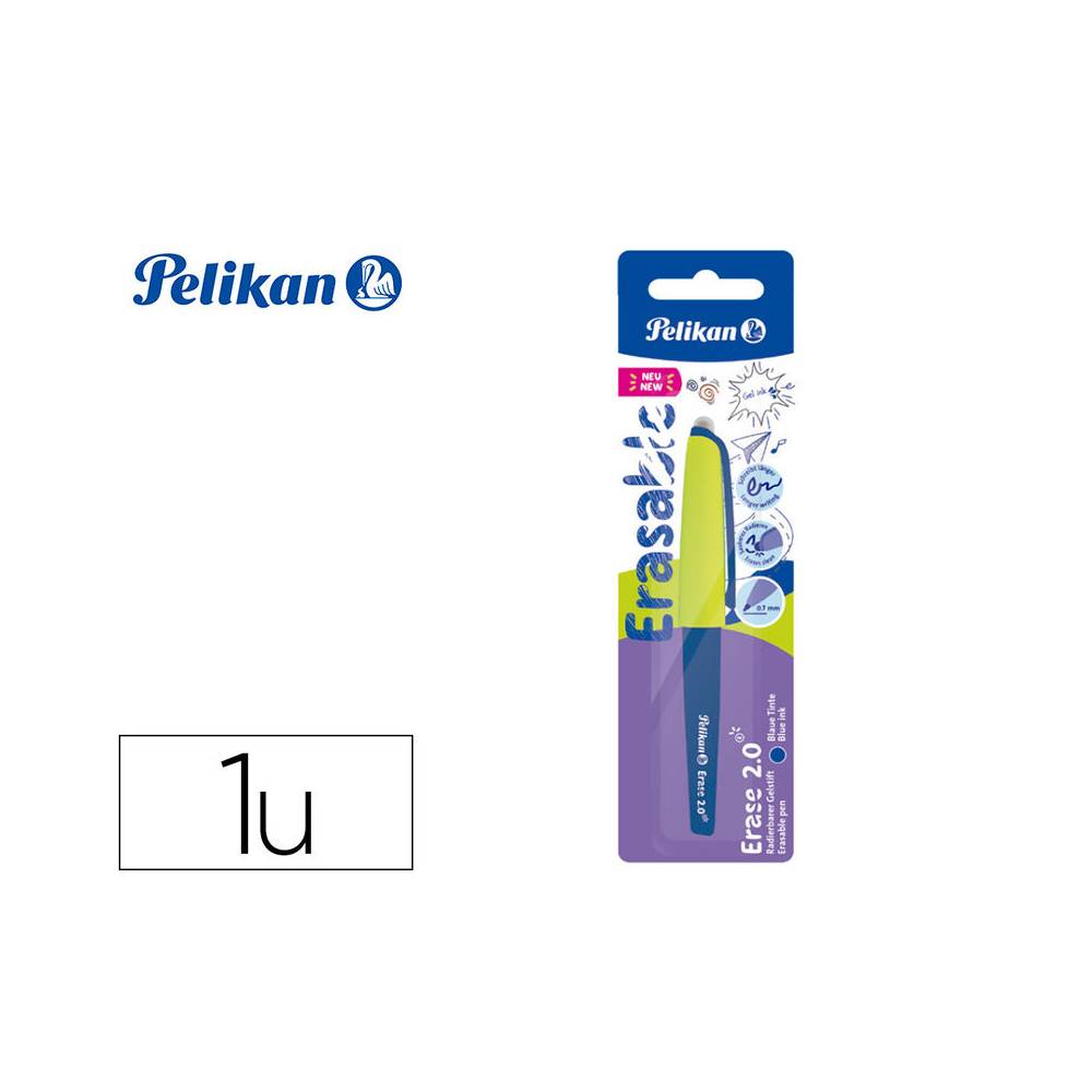 Roller pelikan erase 2.0 borrable punta 0,7 mm tinta gel color azul