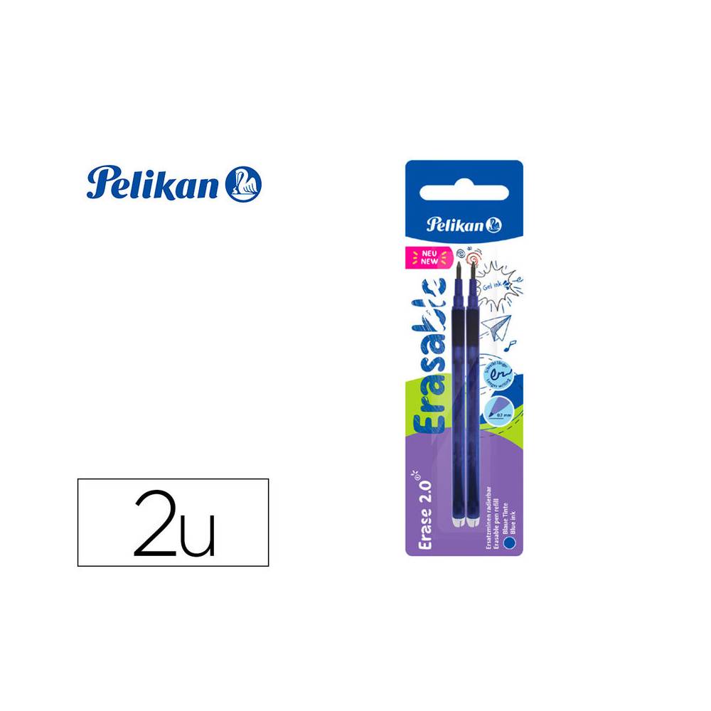 Recambio roller pelikan erase 2.0 color azul blister de 2 unidades