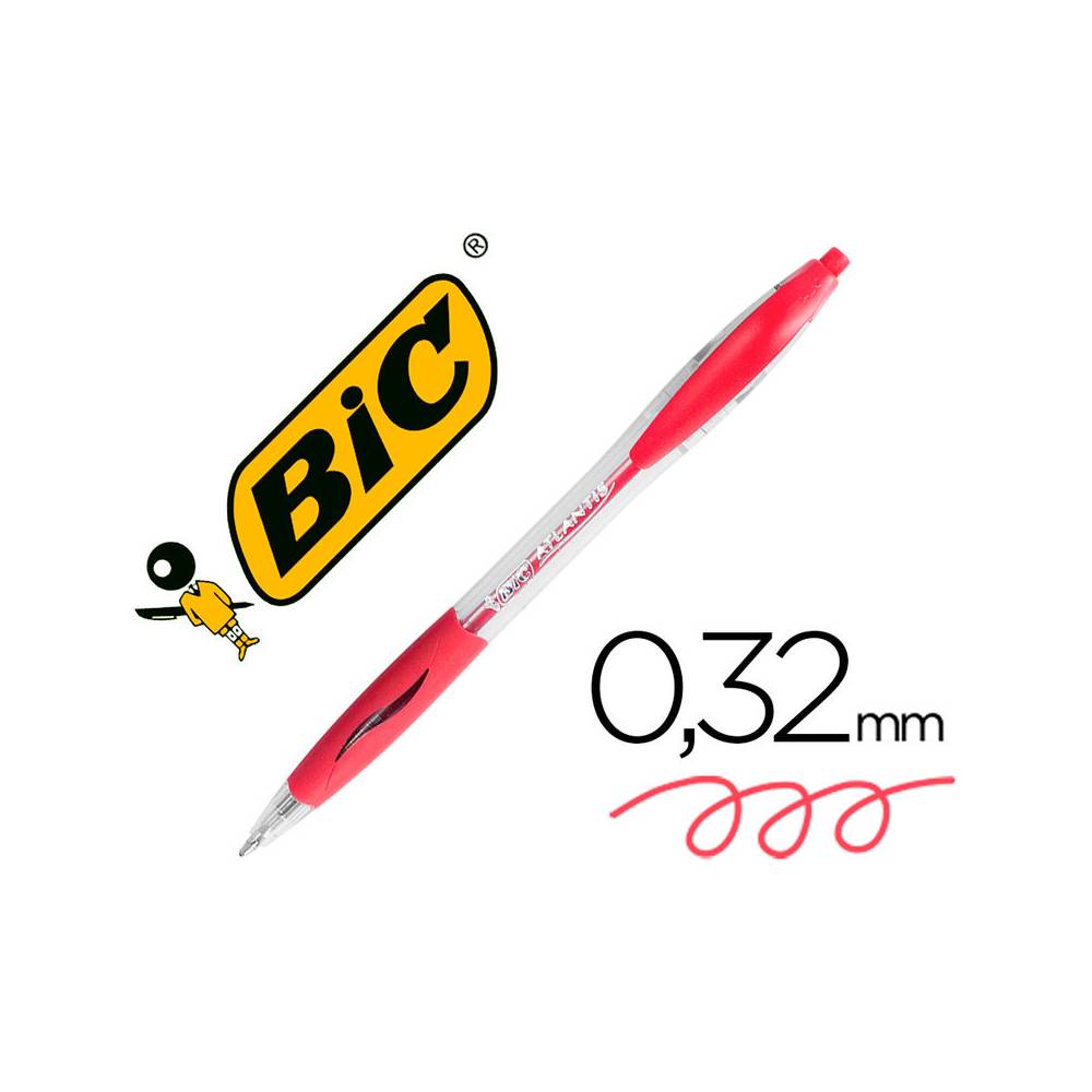 Boligrafo bic atlantis rojo retractil tinta aceite punta de 1 mm