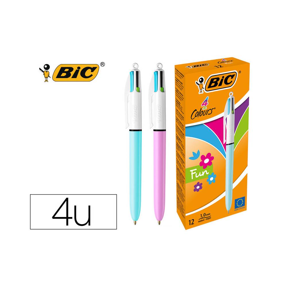 Boligrafo bic cuatro colores pastel edicion limitada