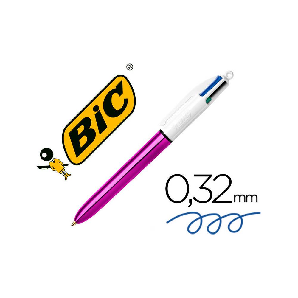 Boligrafo bic cuatro colores shine morado punta de 1 mm