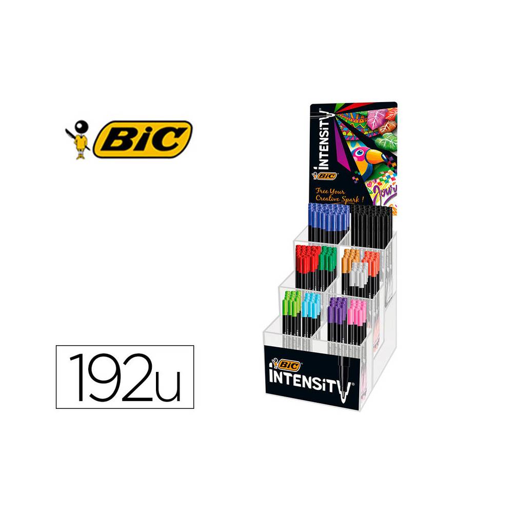 Rotulador bic intensity fine punta de fibra 0,4 mm expositor 192 unidades colores surtidos 160x130x345 mm