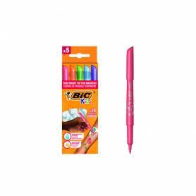 Rotulador bic kids tattoo caja de 5 unidades colores surtidos + 10 plantillas