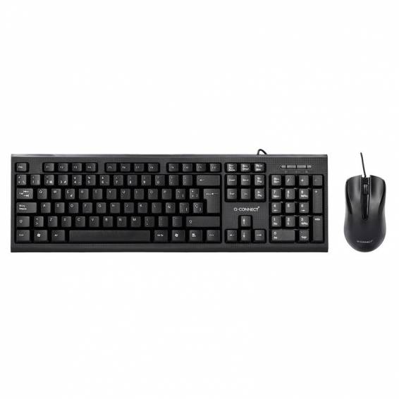 Set teclado y raton q-connect con cable color negro - KF10076