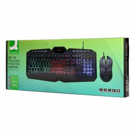 Set teclado y raton q-connect gaming con cable e iluminacion led color negro - KF10080