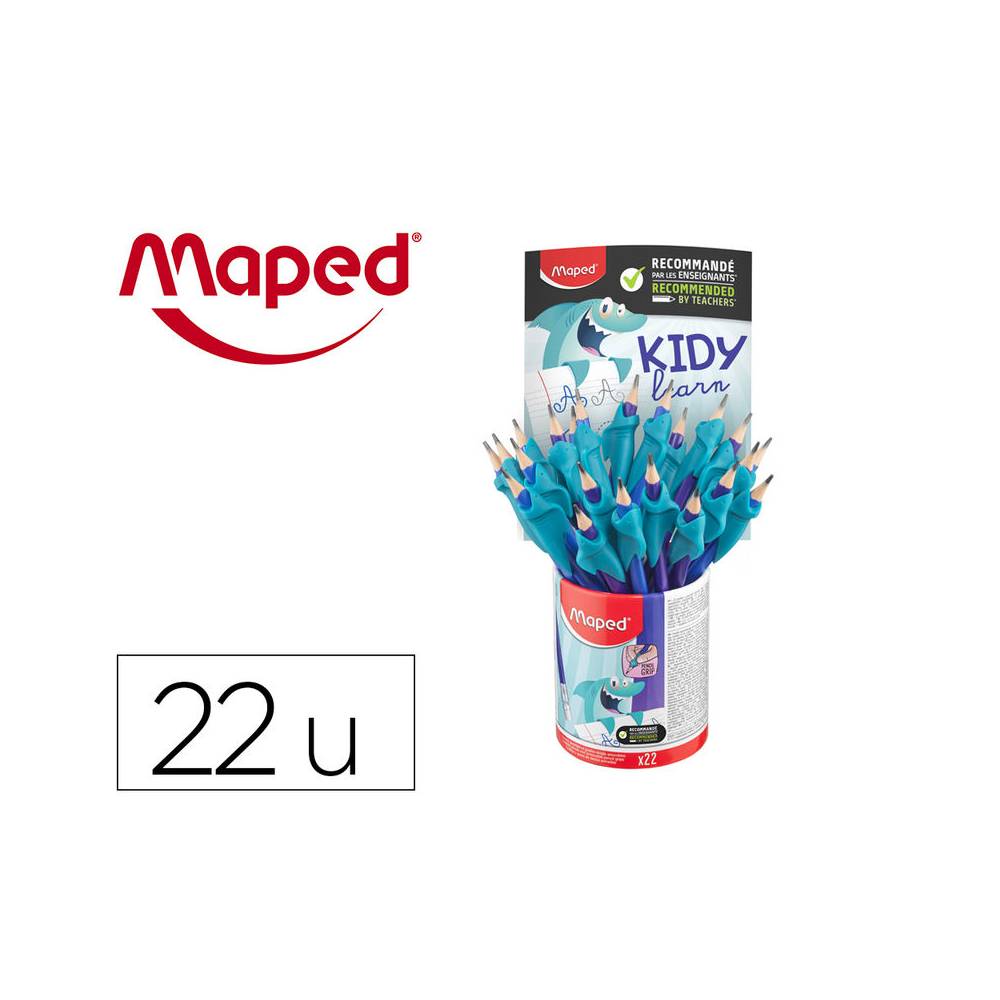 Lapices de grafito maped hb con goma borrar + adaptador ergonomico cubilete de 22 unidades - 853502