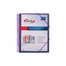 Carpeta pardo escaparate con espiral 20 fundas folio personalizable color lila - 842005