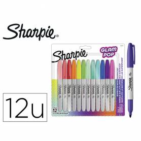 Rotulador sharpie permanente fino glam pop blister de 12 unidades colores surtidos - 2198780