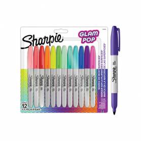 Rotulador sharpie permanente fino glam pop blister de 12 unidades colores surtidos - 2198780