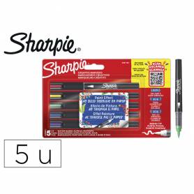Rotulador sharpie acrylic punta pincel blister de 5 unidades colores surtidos - 2201182