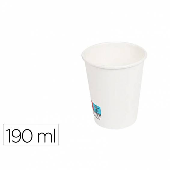 Vaso de papel blanco bunzl reciclable pefc 190 ml apto bebidas frias y calientes paquete de 50 unidades - 34514