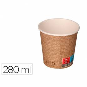 Vaso de papel kraft bunzl reciclable pefc 280 ml apto bebidas frias y calientes paquete de 50 unidades - 34518