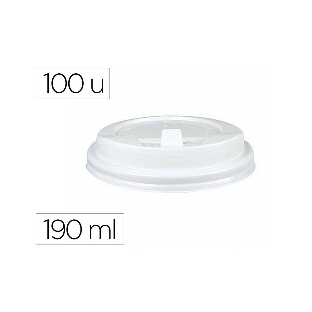 Tapa para vaso bunzl 190 ml poliestireno con orificio paquete de 100 unidades - 20506