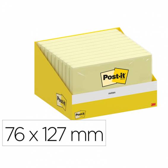 Bloc de notas adhesivas quita y pon post-it 76x127 mm 100 hojas amarillo canario retractilado individualmente - 7100317839