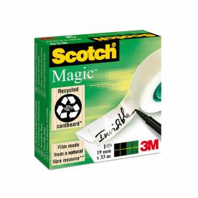 Cinta adhesiva scotch magic invisible 33 mt x 19 mm pack de 6 unidades