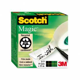 Cinta adhesiva scotch magic invisible 33 mt x 19 mm pack de 6 unidades