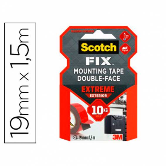 Soporte adhesivo cinta scotch doble cara superresintente 1,5 mt x 19 mm