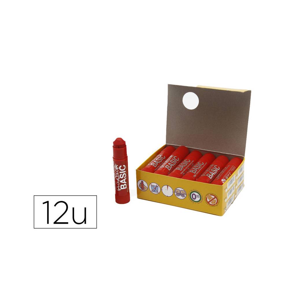 Tempera solida playcolor basic one 10 gr rojo caja de 12 unidades - 10831