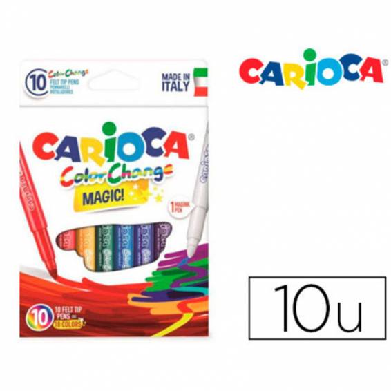 Rotulador carioca cambia color tinta magica caja de 10 unidades colores surtidos