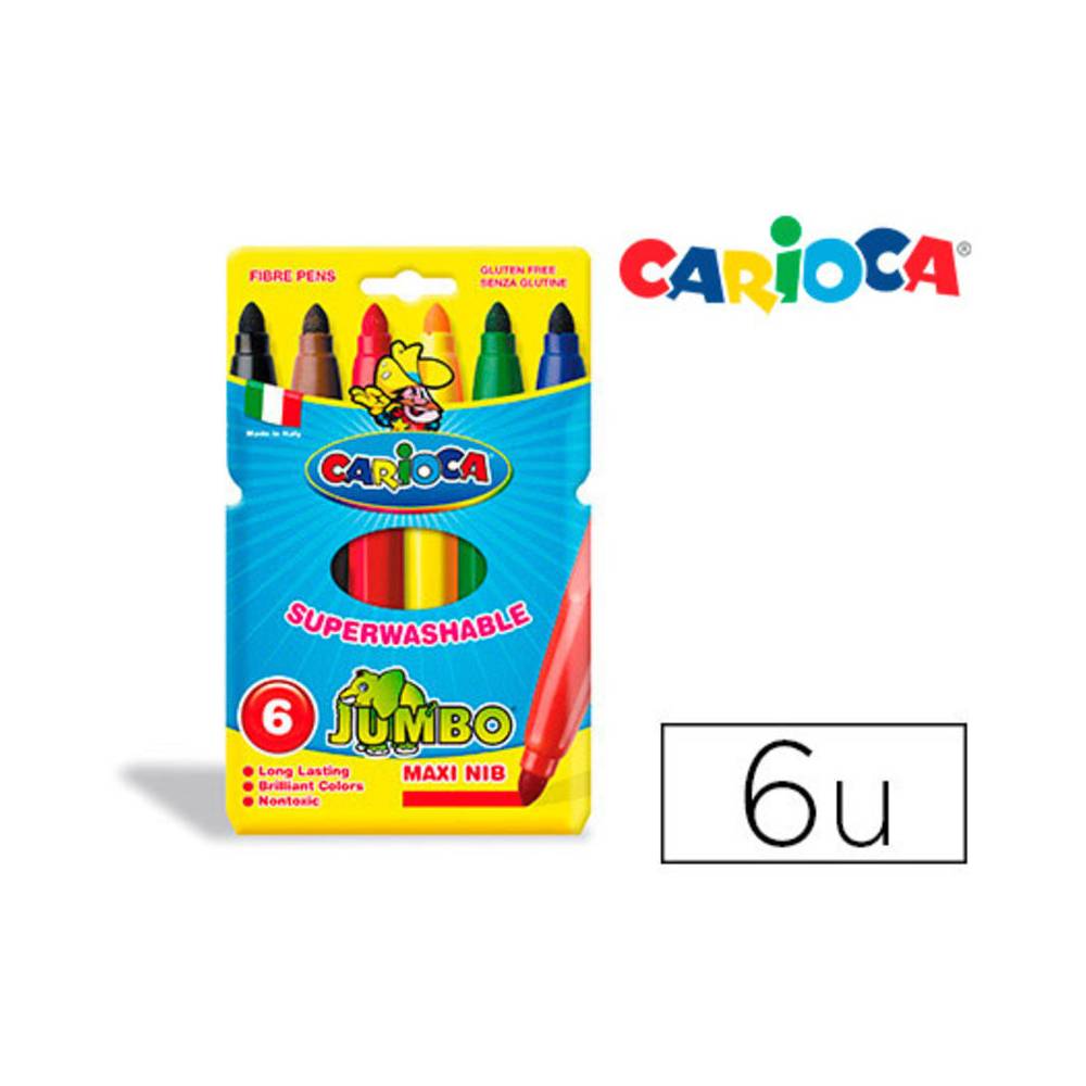 Rotulador carioca jumbo punta gruesa estuche de 6 colores surtidos