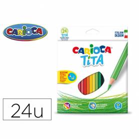 Lapices de colores carioca tita hexagonal caja de 24 unidades colores surtidos